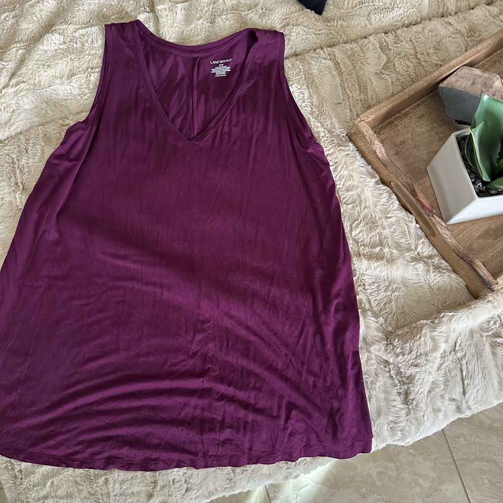 Lane Bryant plus size 18/20 2X purple plum slinky sleeveless blouse tank